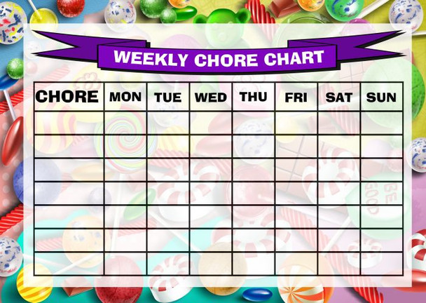 Weekly Chore Rota Task Reward Chart Sweets
