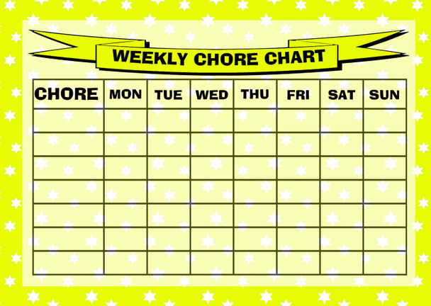 Weekly Chore Rota Task Reward Chart Yellow Stars