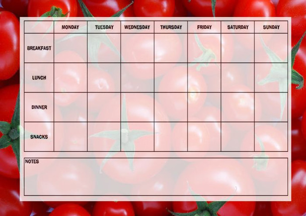 Weekly Meal Planner Chart Tomatoes