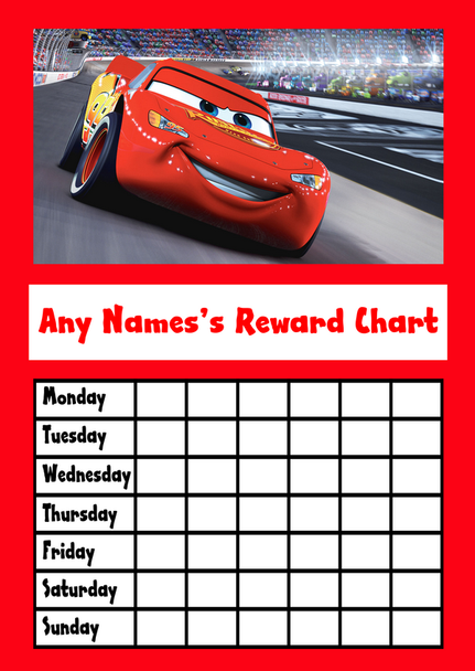 Cars Red Star Sticker Reward Chart