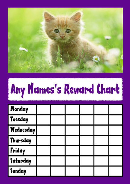 Cute Kitten In The Grass Star Sticker Reward Chart