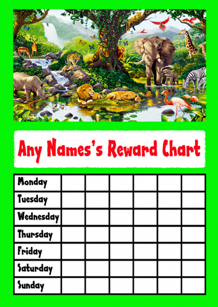 Green Jungle Animals Star Sticker Reward Chart