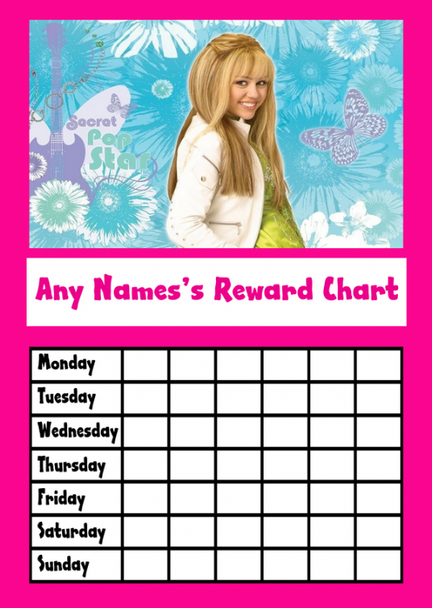 Hannah Montana Star Sticker Reward Chart