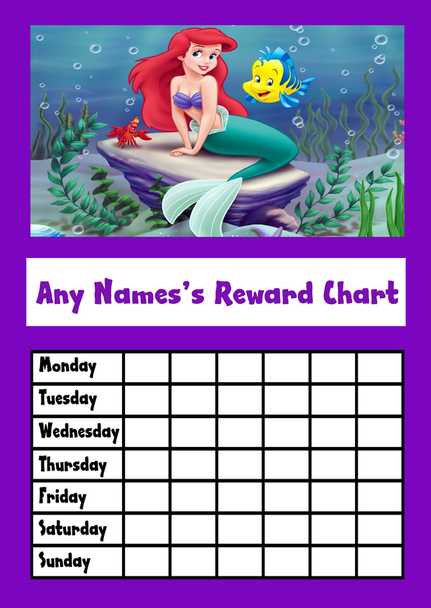 Little Mermaid Purple Star Sticker Reward Chart