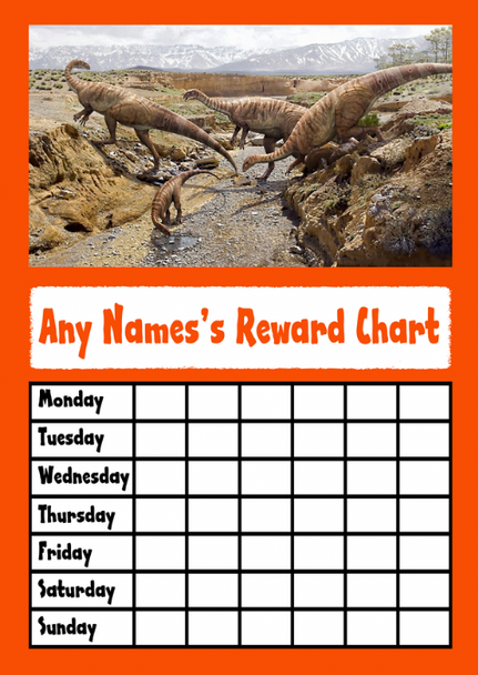 Orange Dinosaur Star Sticker Reward Chart