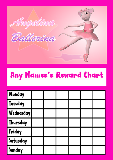 Pink Angelina Ballerina Star Sticker Reward Chart
