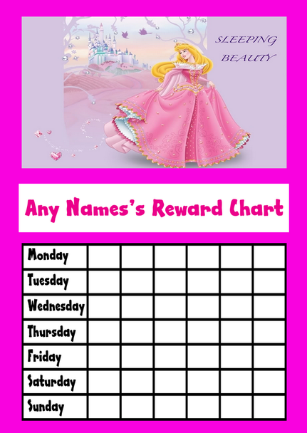 Pink Sleeping Beauty Star Sticker Reward Chart