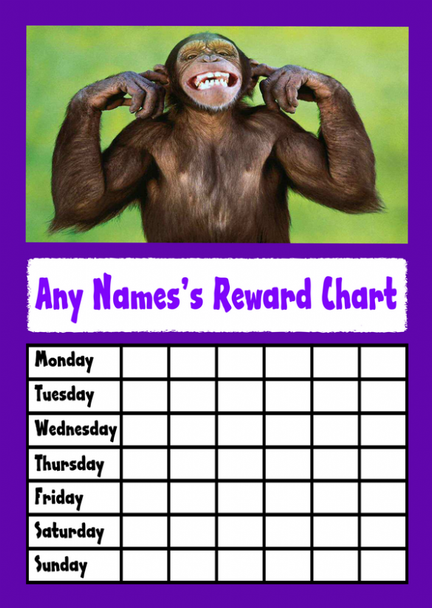 Purple Monkey Star Sticker Reward Chart
