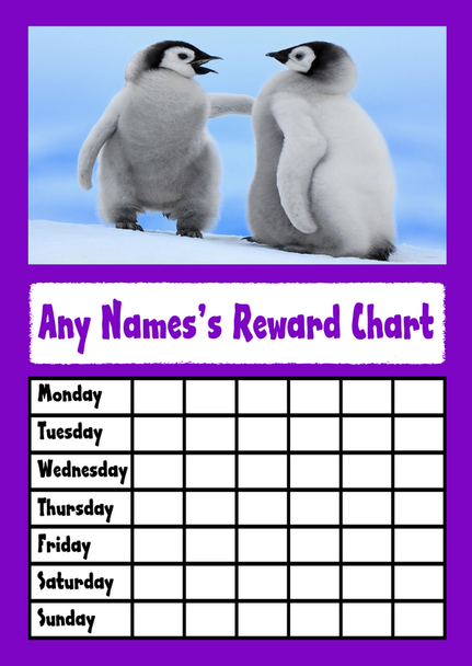Purple Penguins Star Sticker Reward Chart
