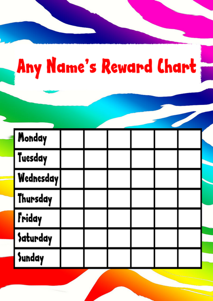 Rainbow Zebra Print Star Sticker Reward Chart