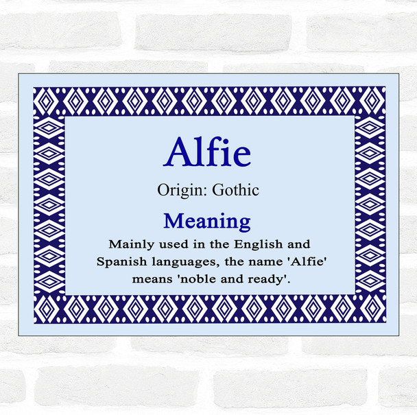 Alfie Name Meaning Blue Certificate