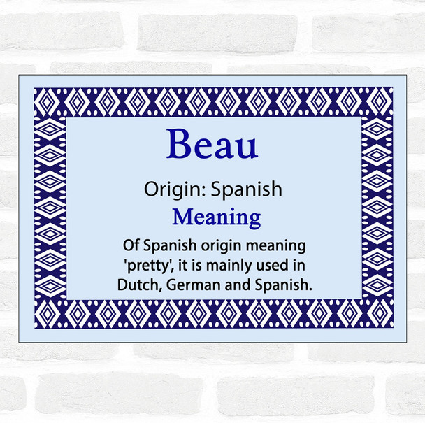 Beau Name Meaning Blue Certificate
