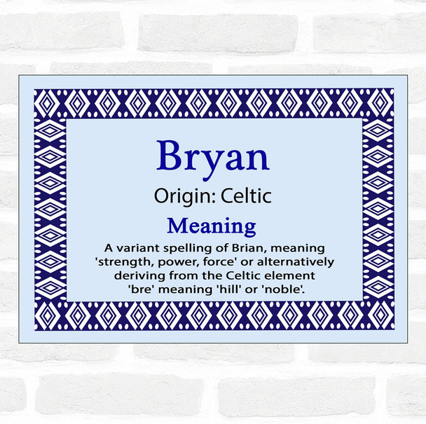 Bryan Name Meaning Blue Certificate