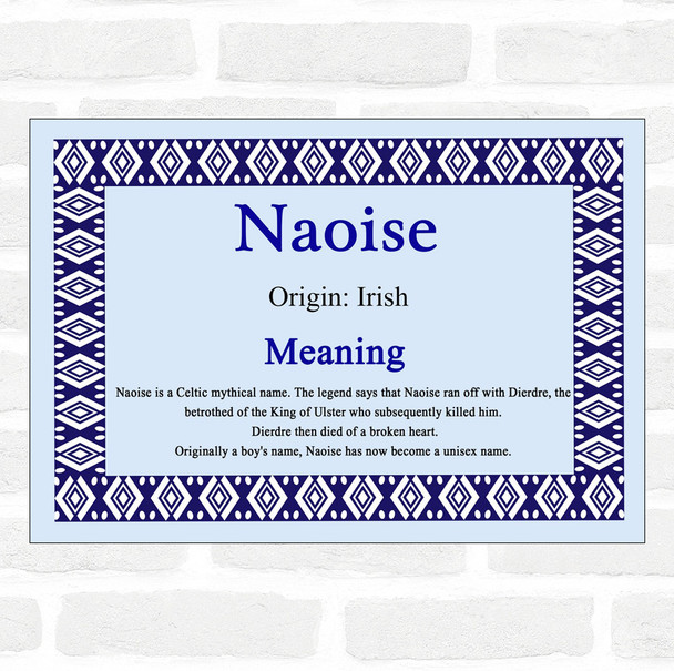 Naoise Name Meaning Blue Certificate