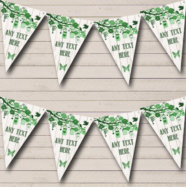 Shabby Chic Vintage Wood Green Wedding Bunting