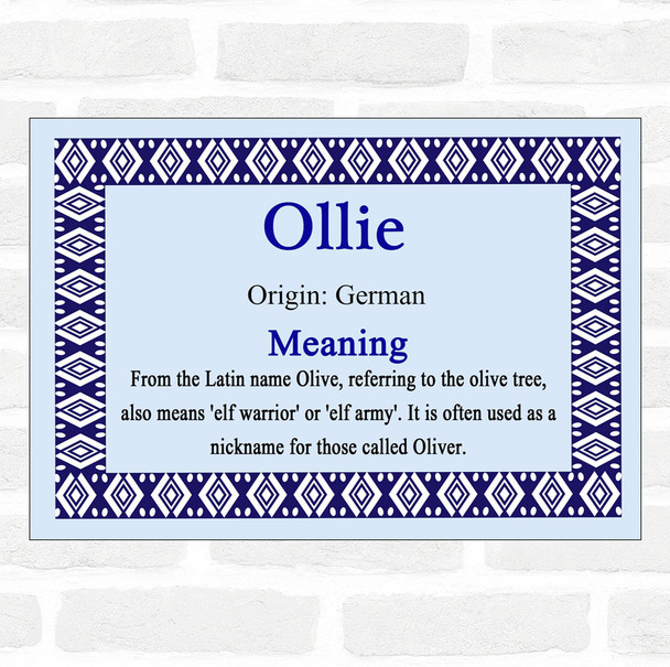 Ollie Name Meaning Blue Certificate