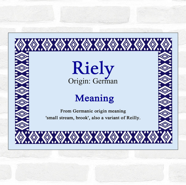 Riely Name Meaning Blue Certificate