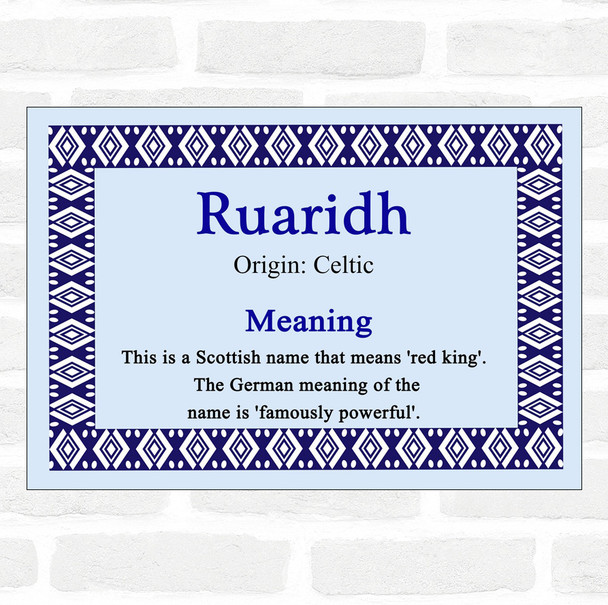 Ruaridh Name Meaning Blue Certificate