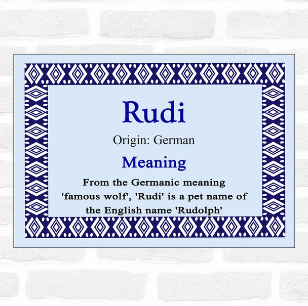 Rudi Name Meaning Blue Certificate