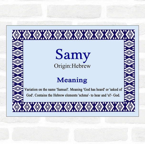 Samy Name Meaning Blue Certificate