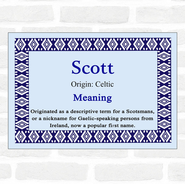 Scott Name Meaning Blue Certificate