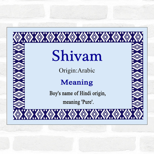 Shivam Name Meaning Blue Certificate