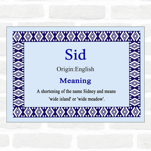 Sid Name Meaning Blue Certificate