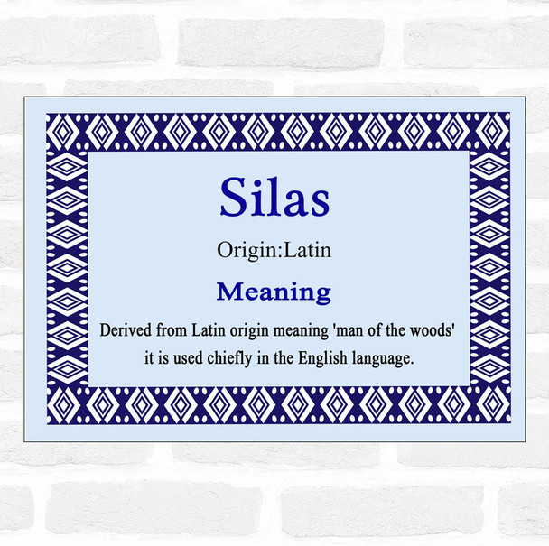 Silas Name Meaning Blue Certificate