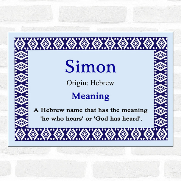 Simon Name Meaning Blue Certificate