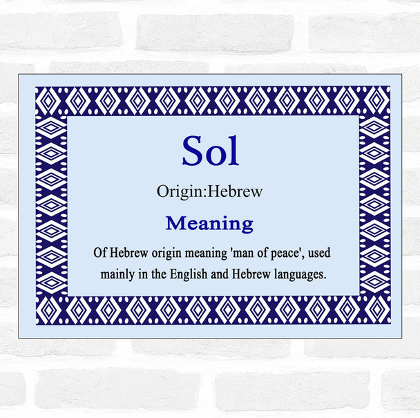 Sol Name Meaning Blue Certificate