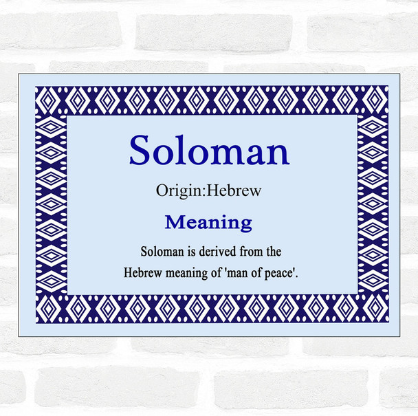 Soloman Name Meaning Blue Certificate