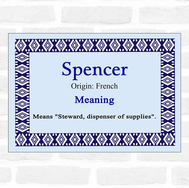 Spencer Name Meaning Blue Certificate