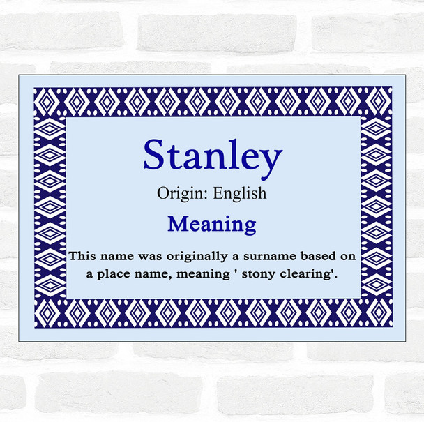 Stanley Name Meaning Blue Certificate