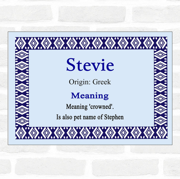 Stevie Name Meaning Blue Certificate