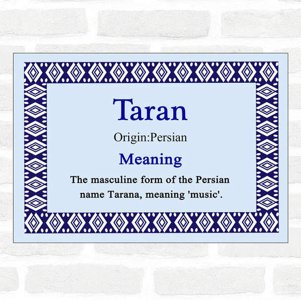 Taran Name Meaning Blue Certificate