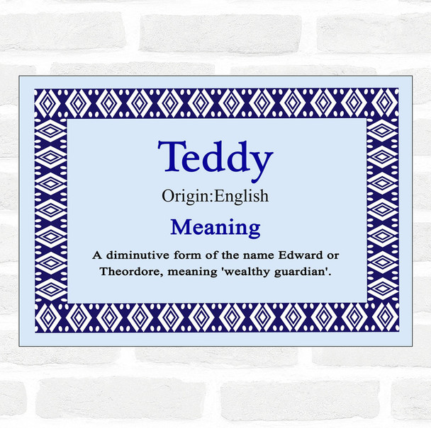 Teddy Name Meaning Blue Certificate