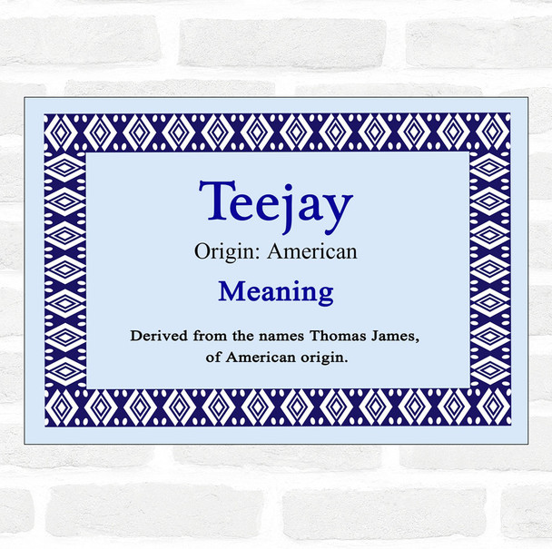 Teejay Name Meaning Blue Certificate