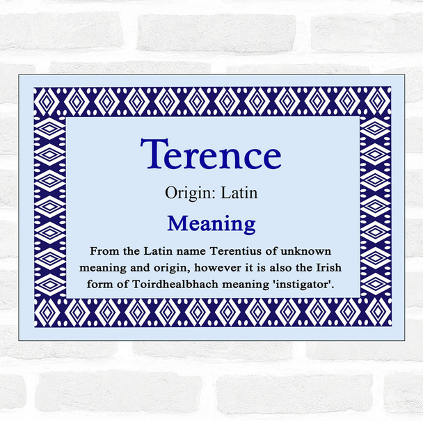 Terence Name Meaning Blue Certificate