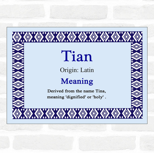 Tian Name Meaning Blue Certificate