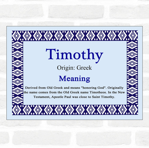 Timothy Name Meaning Blue Certificate