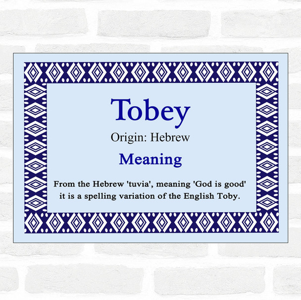 Tobey Name Meaning Blue Certificate