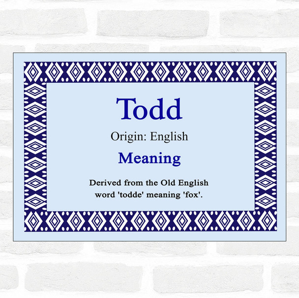 Todd Name Meaning Blue Certificate