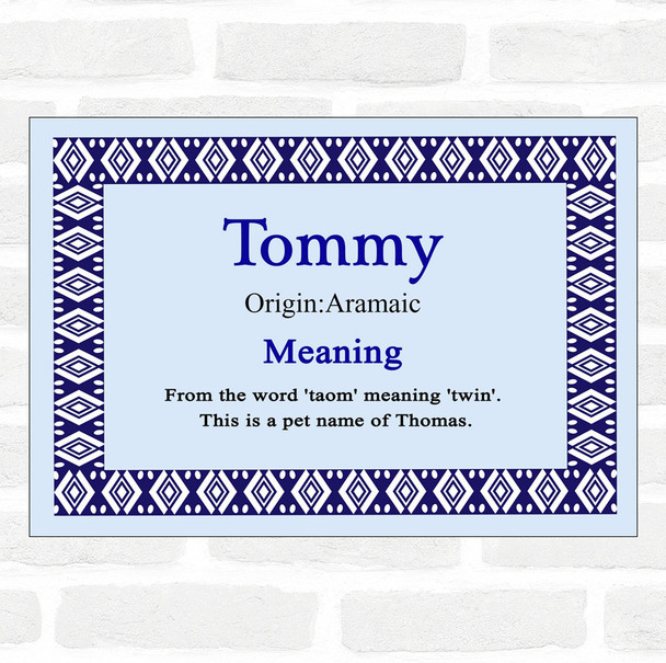 Tommy Name Meaning Blue Certificate