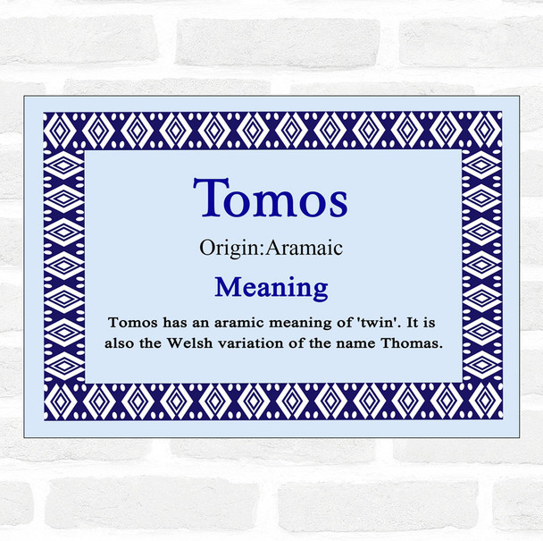 Tomos Name Meaning Blue Certificate