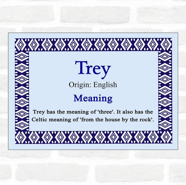 Trey Name Meaning Blue Certificate