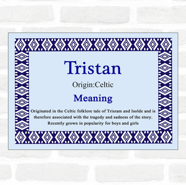Tristan Name Meaning Blue Certificate