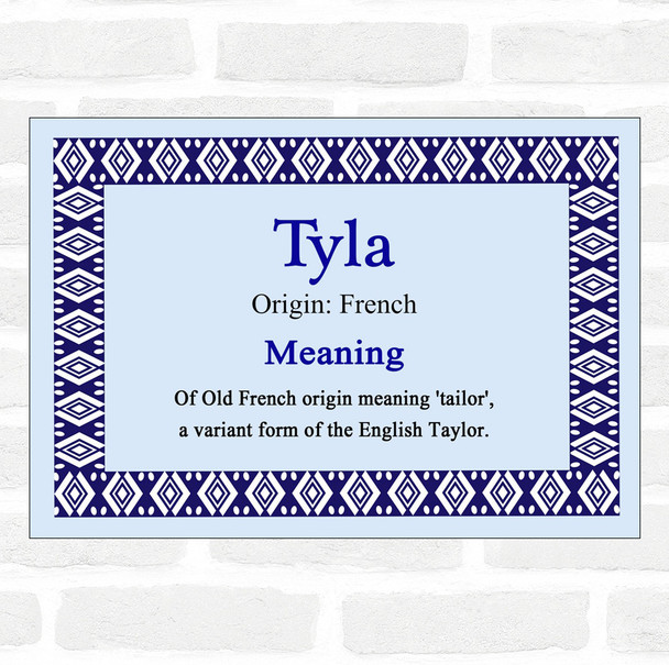 Tyla Name Meaning Blue Certificate