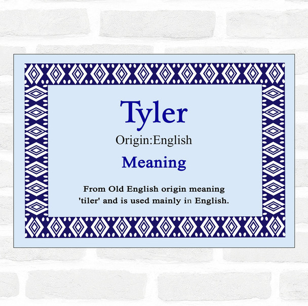 Tyler Name Meaning Blue Certificate