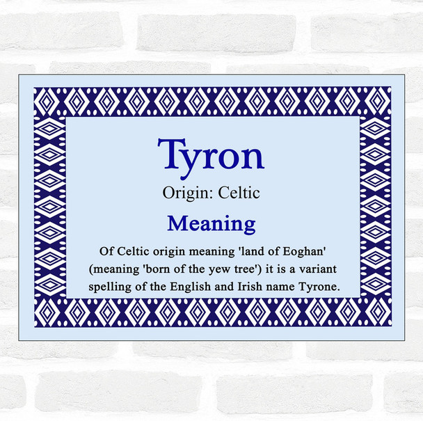 Tyron Name Meaning Blue Certificate