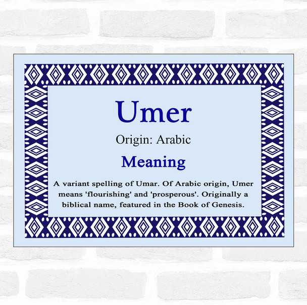 Umer Name Meaning Blue Certificate